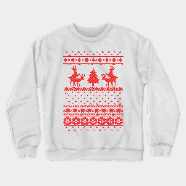 funny deer knitted christmas Crewneck Sweatshirt by crackdesign